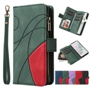 Dteck for Google Pixel 9 Case / Pixel 9 Pro Wallet Phone Case with 9 Card Holder Zipper Pocket, Magnetic Closure Premium Folio PU Leather Flip Case with Wrist Strap for Pixel 9 / 9 Pro 6.3 Inch,Green